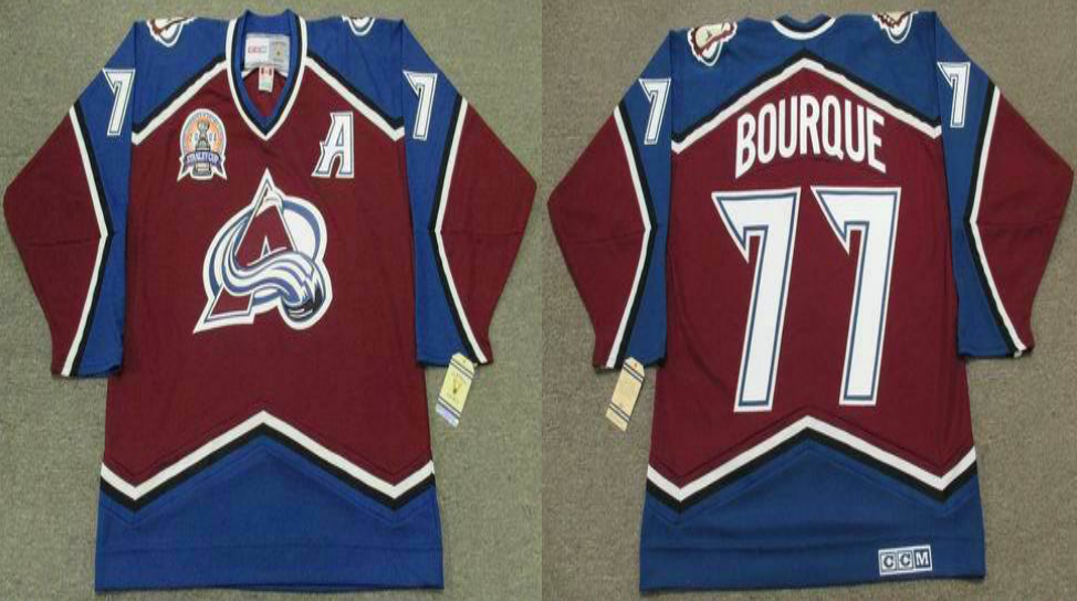 2019 Men Colorado Avalanche 77 Bourque red CCM NHL jerseys